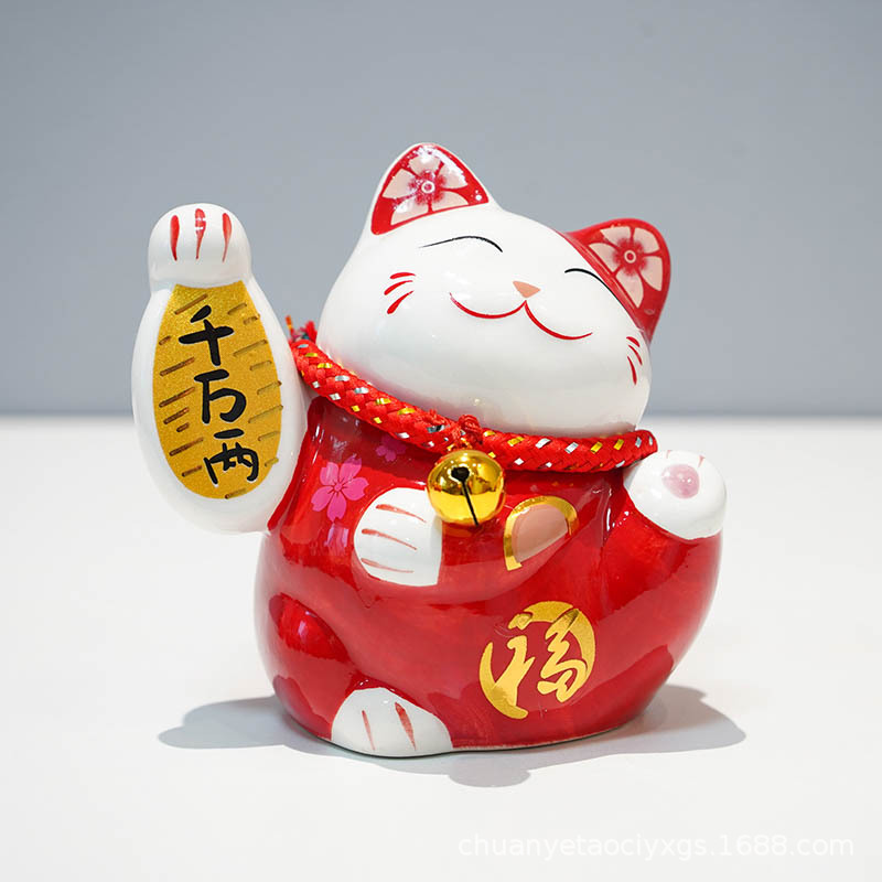 Fortuna gato miles de dos adornos pequeño tamaño lindo cerámica decoración del hogar creativo empresa actividad pequeño regalo logo