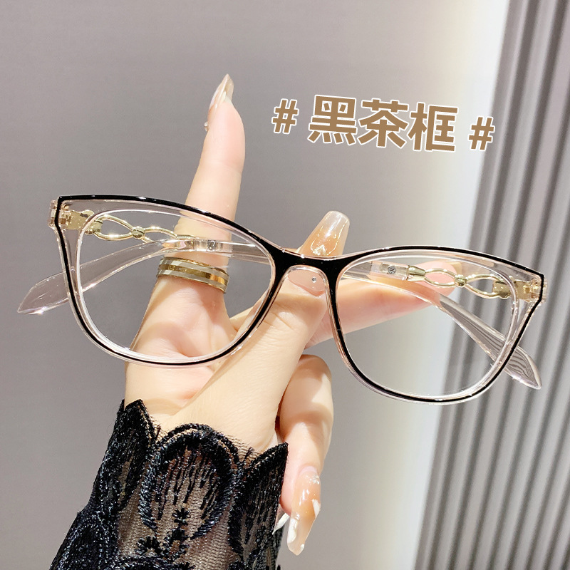 Ojos de gato retrógrados anti-luz azul gafas de edad, estilo delgado, marco de gafas monofásicas, gafas de edad de moda de ojos femeninos