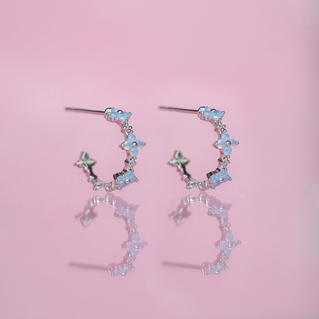 Ins Style Blue Flower Stud Earrings Copper Plating 18k Real Gold Flower Ear Ring Cross-border Korean Jewelry Earrings display picture 6