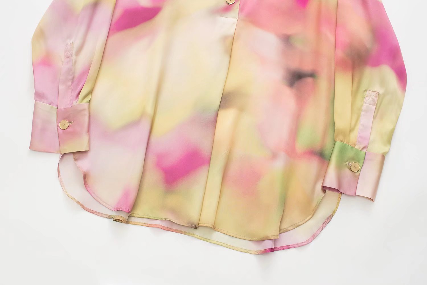 slim long-sleeved tie-dye silk satin shirt NSXFL117712