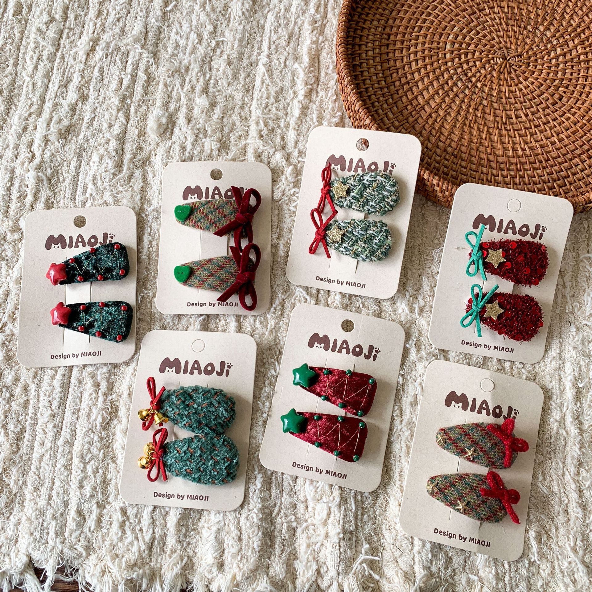 Sugar Pear ropa infantil niñas árbol de Navidad pinzas de cabello niños dulces dibujos animados bangs pinzas de cabello para bebés accesorios