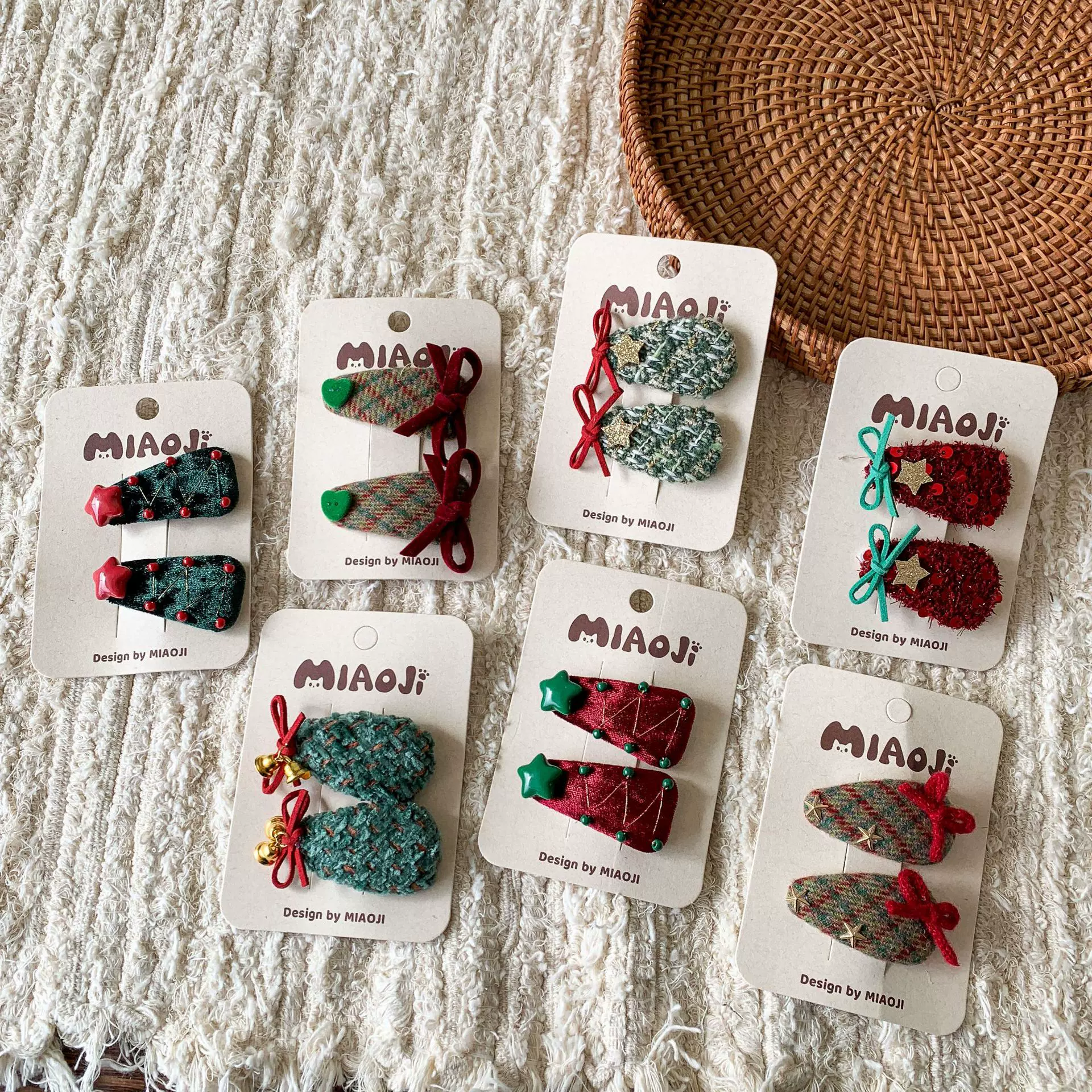 蔗梨童装女童圣诞树发夹儿童甜美卡通刘海BB夹女宝宝发卡发饰配饰