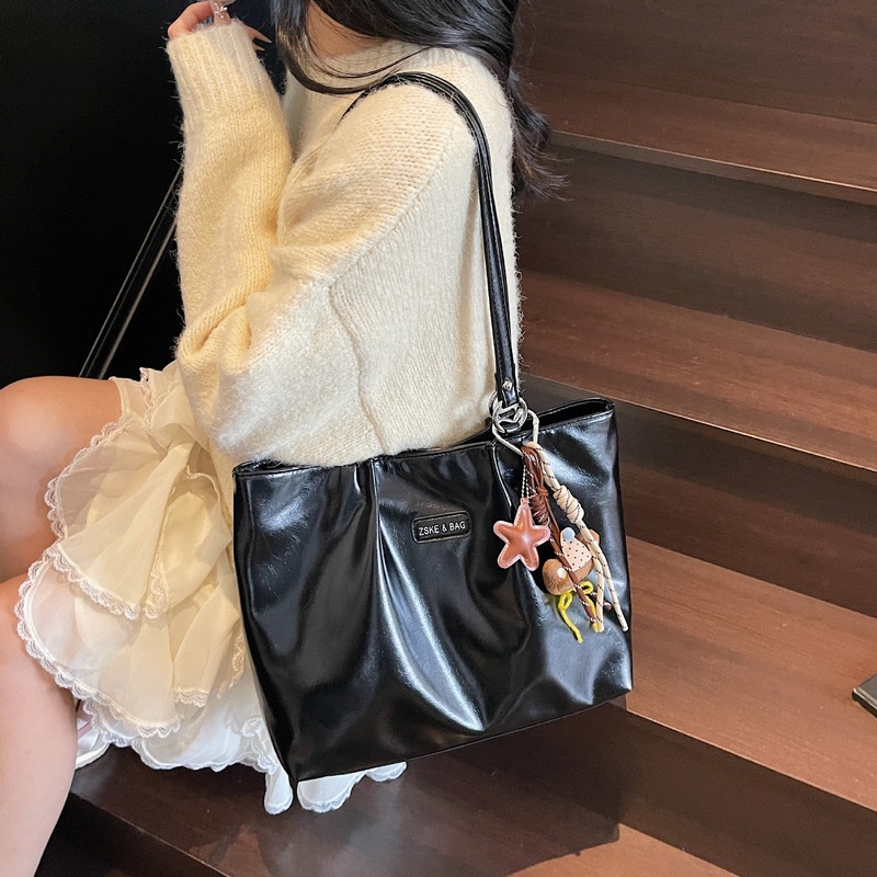 高级感油皮复古包包女2025秋冬季新款大容量单肩包时尚通勤托特包|undefined