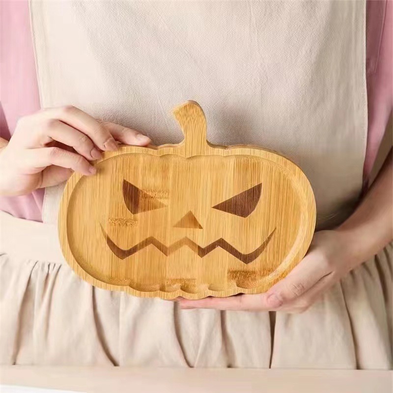 Halloween pumpkin plateハロウィーン木制カボチャトレイ皿ホーム装饰ディナープレート装饰|undefined