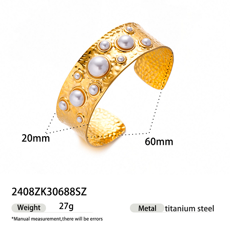 Alta Europa y los Estados Unidos de acero inoxidable diamante brazalete estrella de alto nivel nicho de acero titanio imitación de anillo de perla joyería