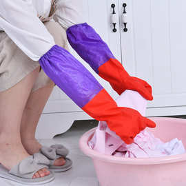 厨房手套家用洗碗手套乳胶橡清洁隔热家务女厂家供应加绒长款