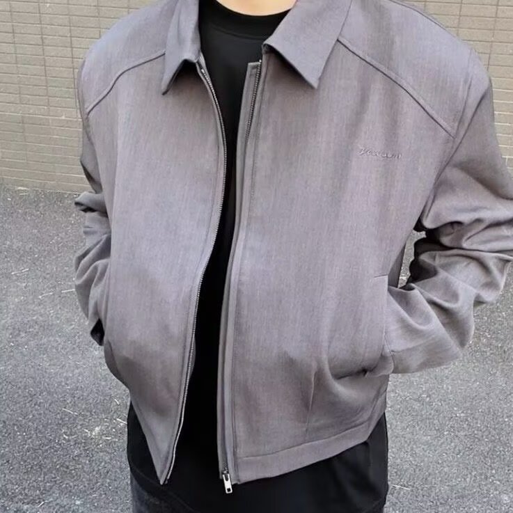 2024 Fashion Spring and Autumn American Style Lapel Jacket Short Shoulder Pad Jacket Casual Loose Yuppi Handsome High-end Couple