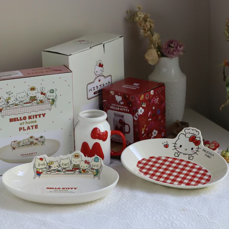 新日本HELLO KITTY厨师凯蒂猫全家陶瓷椭圆深盘闺蜜伴手礼物|undefined