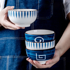 Set of bowls Japanese style popular rice bowl Kelp oracle bone underglaze colored bowls simple INS style ceramic tableware 