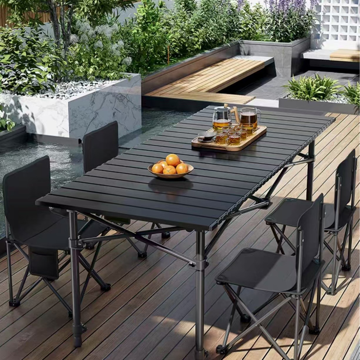 Outdoor Products Folding Tables and Chairs for Home Use, Portable Ultra-Light Aluminum Alloy Tables, Non-Adjustable Picnic Barbecue Egg Roll Tables