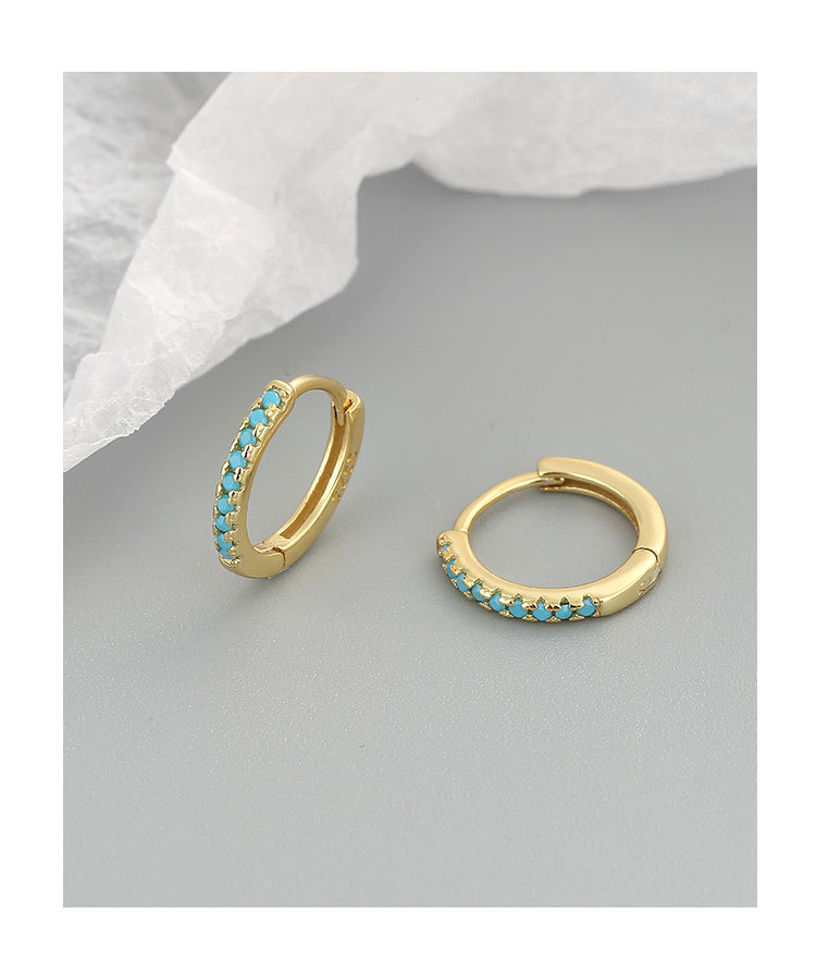 Holiday, Shopping Occasion 1 Pair Simple Style Geometric Copper Inlay Turquoise Hoop Earrings