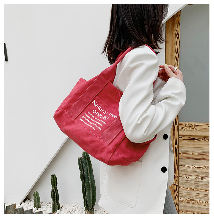 Women's Small All Seasons Canvas Solid Color Streetwear Square Magnetic Buckle Shoulder Bag Canvas Bag Handbag display picture 5