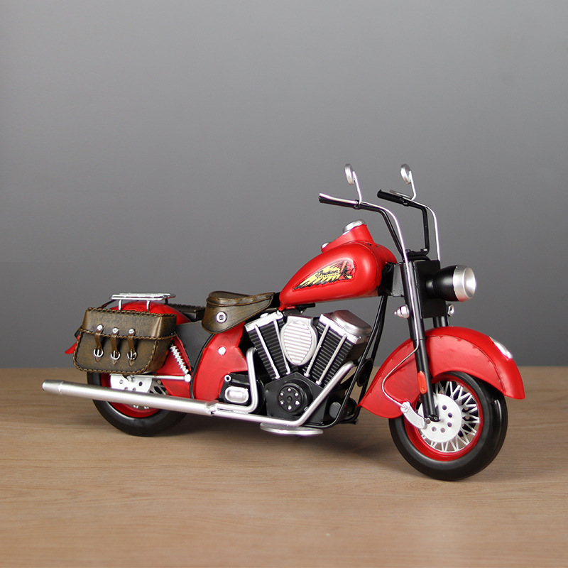 印第安摩托车模型手工美式金属机车工业风酒吧客厅装饰摆件礼物男
