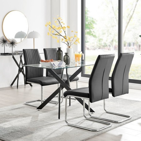 Juego de Mesa de Comedor de Vidrio Templado para Comedor