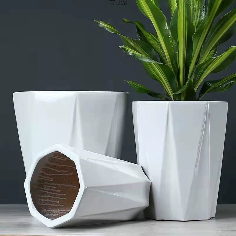 Керамический цветочный горшок большой, очень большой с поддоном, горшок для суккулентов, европейский стиль, простой белый, похотис, фабричный, оптом, одна штука