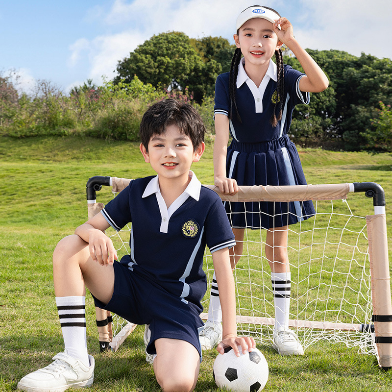 幼兒園園服英倫風夏季短袖六一兒童節演出服小學生校服夏裝畢業服