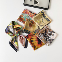 70cm丝巾小方巾女士春夏新款印花气质百搭高级感时尚薄款丝巾批发