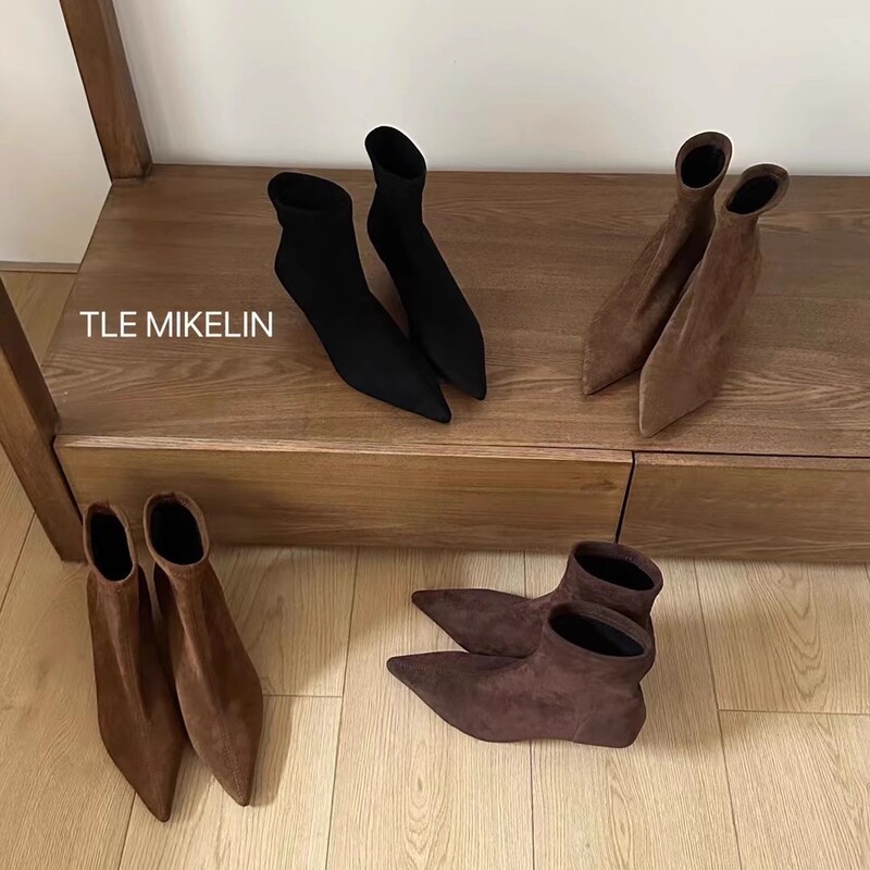 High-Heeled Pointed-Toe Suede Khaki Slim Boots Short Boots Women's Shoes 202 New Spring and Autumn Single Boots Korean Style Small Ankle Boots High-Heeled Pointed-Toe Suede Khaki Slim Boots Short Boots Women's Shoes 202 New Spring and Autumn Single Boots Korean Style Small Ankle Boots