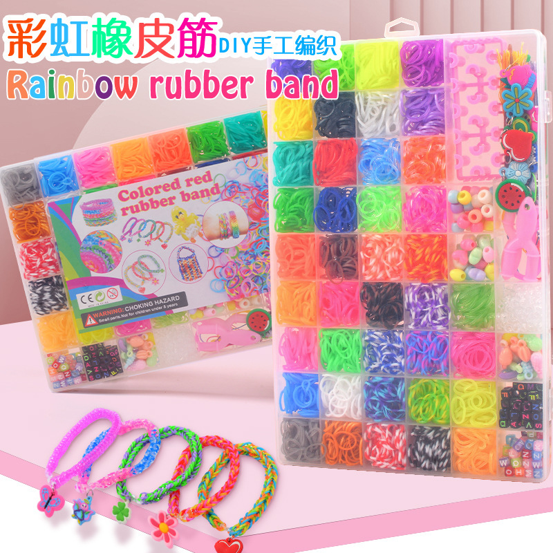 Juego de 32 rejillas de gomas elásticas de colores arcoíris para tejer pulseras, juguete educativo para niños, tejido a mano, transfronterizo