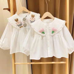 Korean children's clothing for girls stylish collar shirt spring new children's long-sleeved white shirt autumn baby girl top