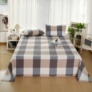 Class A Cotton Washed Cotton Bed Sheet Single Piece Simple 100 Cotton Three-Piece Set Student Dormitory Single Bed Quilt Pillowcase