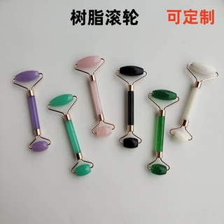 树脂蜜蜡脸部按摩双滚轮刮痧棒面部提拉滚轮刮痧板全身按摩刮痧