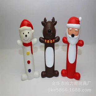 Игрушка-Дед Мороз и снеговик из ПВХ для собак со звуком
