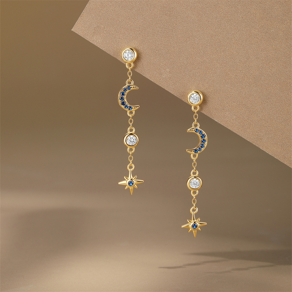 1 Pair 925 Sterling Silver Zircon Geometric Drop Earrings display picture 11