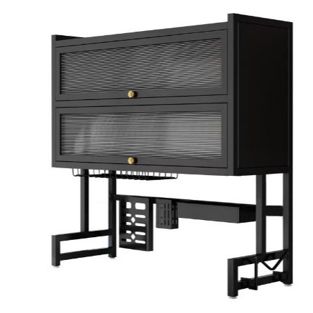 Estante de fregadero de cocina, encimera, armario, estante de drenaje a prueba de polvo sin perforación, estante multifuncional para platos, almacenamiento