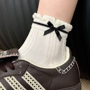 White Socks Women's Summer Thin Short Socks Breathable Mesh Cotton Socks Lace Bow Shallow Socks Ins Trend