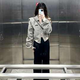 香港小众设计感短款小香风外套女2025新款宽松感夹克上衣春秋