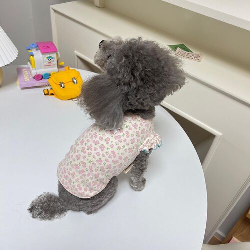 Bow floral small flying sleeve vest dog clothes cat universal teddy summer thin spring and autumn pet clothing