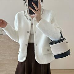 韩版外套时尚2025秋冬新款女士水貂精致重工亮片钉珠设计感超优雅