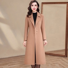 2025秋冬季时尚风衣八月毛呢外套女装新款修身显瘦过膝大妈风衣