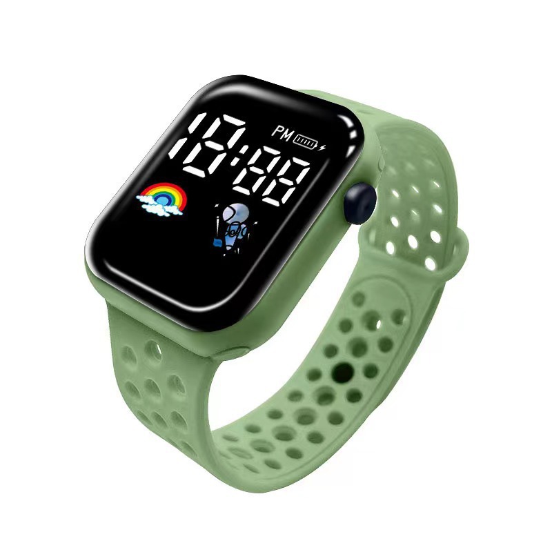 New LED electronic watch C1-7 rainbow spaceman Square  Sport Student children LED electronic watch_voghion.com