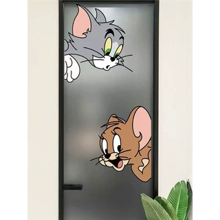 猫和老鼠卫生间玻璃门贴纸创意卡通浴室厕所装饰贴画厨房防水贴膜