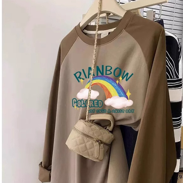 어깨 티셔츠 여성용 긴 소매 2024 가을과 겨울 새 플러스 사이즈 통통녀 느슨한 슬림베이스 셔츠 내부 스크럽 탑