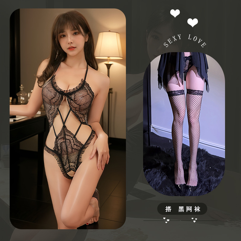 블랙 + 블랙 망사 스타킹