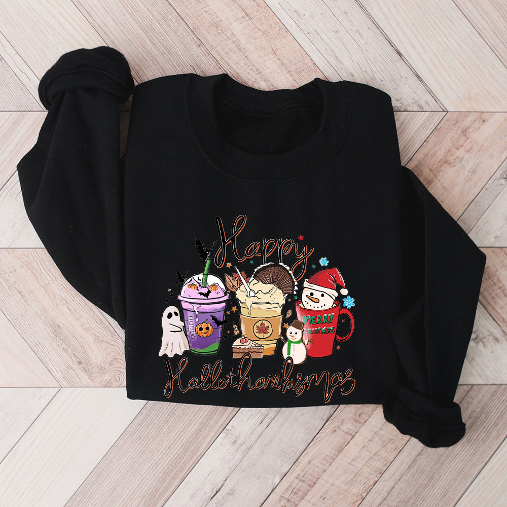 Happy Hallothanksmas Sweatshirt Women Christmas Sweatshirts