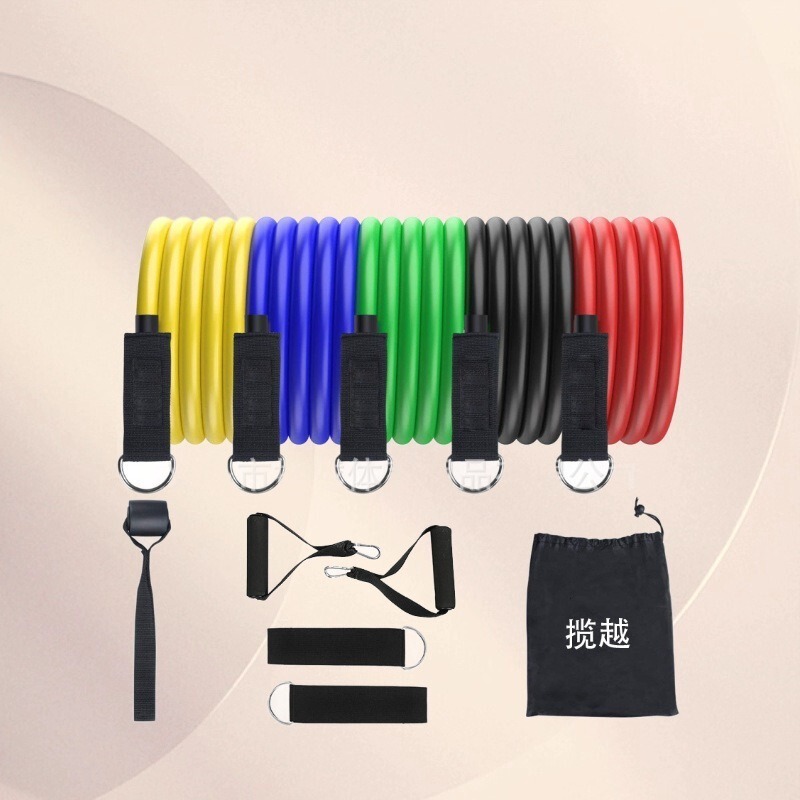11-Piece Set of Tension Ropes Tpe Tension Belts Elastic Ropes Fitness Tensioners Factory Yoga Fitness Tension Rope Sets
