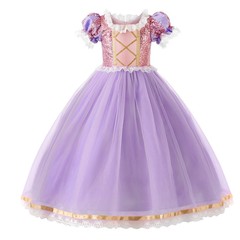 European and American foreign trade children's dress Long Hair Princess Sofia Leopold Purple Dress One-piece dropshipping AliExpress