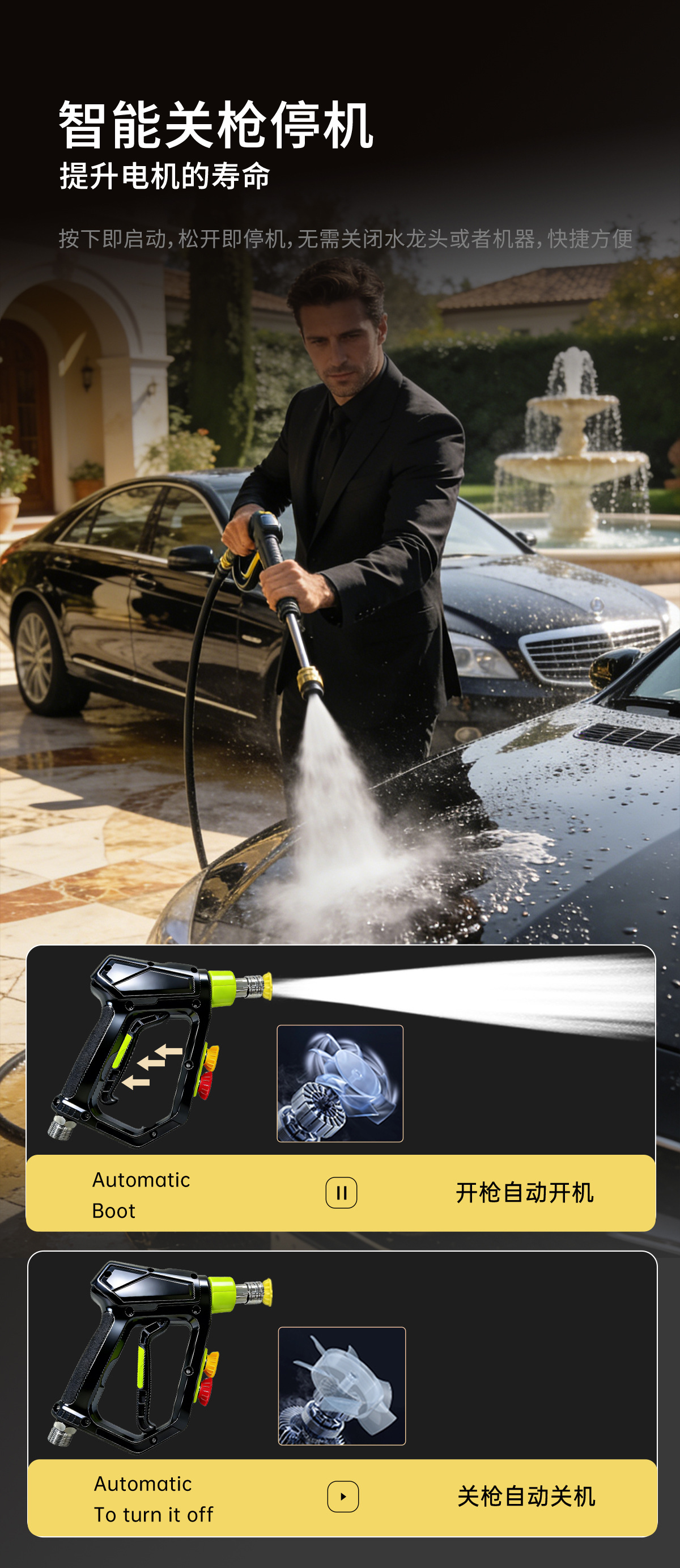 Golden Ox Car Washing Machine for Home Use 220V High-Pressure Water Gun Powerful Floor Cleaning Machine Auto Repair Shop Dedicated Pressure Washing Pump