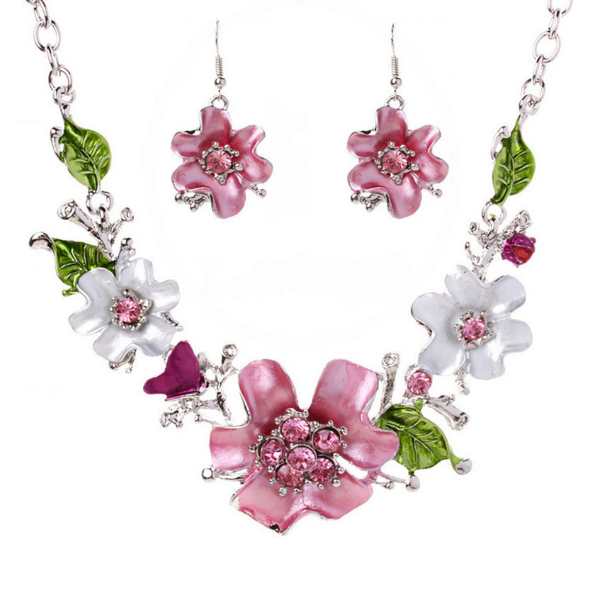 Wild flower diamond necklace set