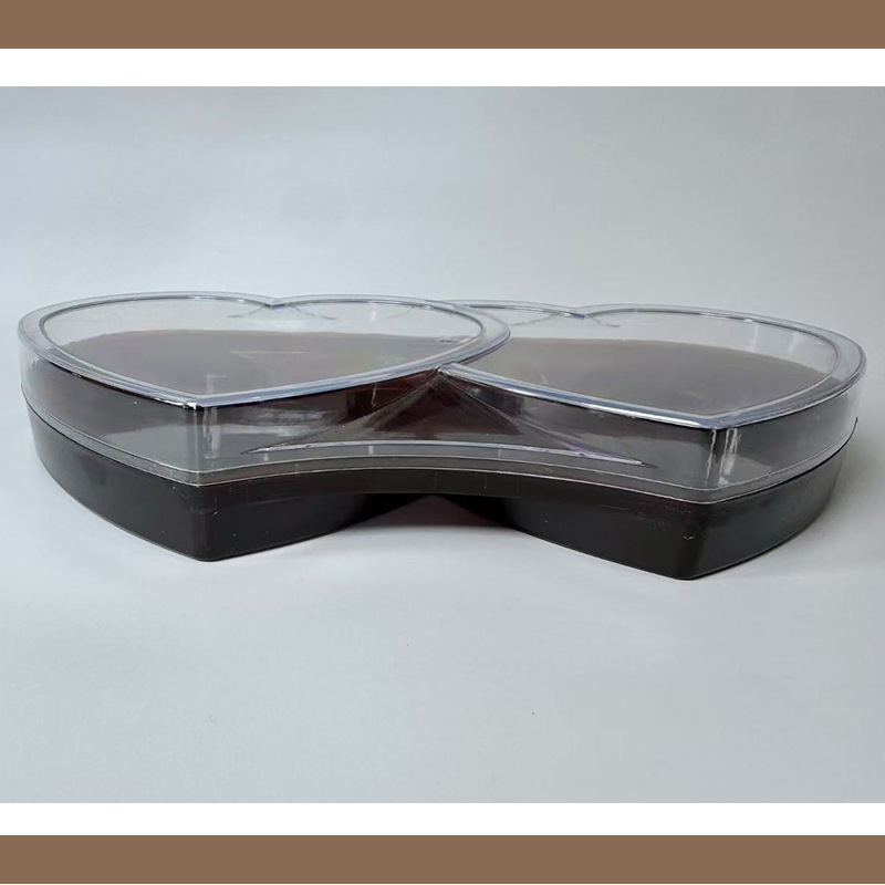 Caja de plástico en forma de corazón doble de 16 piezas Caja de regalo de boda de caramelo de chocolate Caja de embalaje de plástico PS