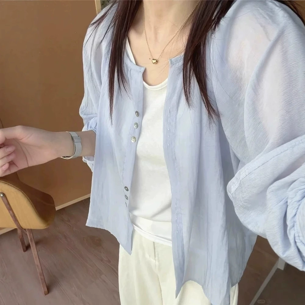 Thin shirt, flashlight, french style, sun protection