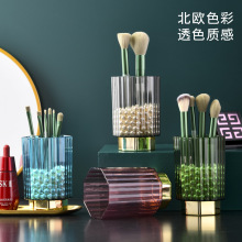 化妆刷收纳桶防尘笔筒刷子桌面水晶眉笔收纳欧式轻奢眼影刷收纳盒