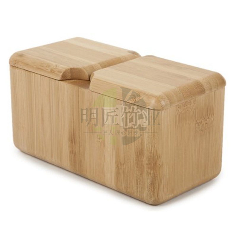 Bamboo Double Square Salt Box1