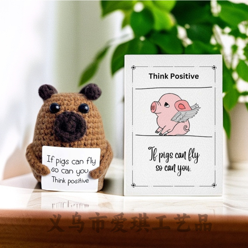 新品跨境亚马逊热销 Crochet Positive ice cream 毛线玩偶励志卡|undefined