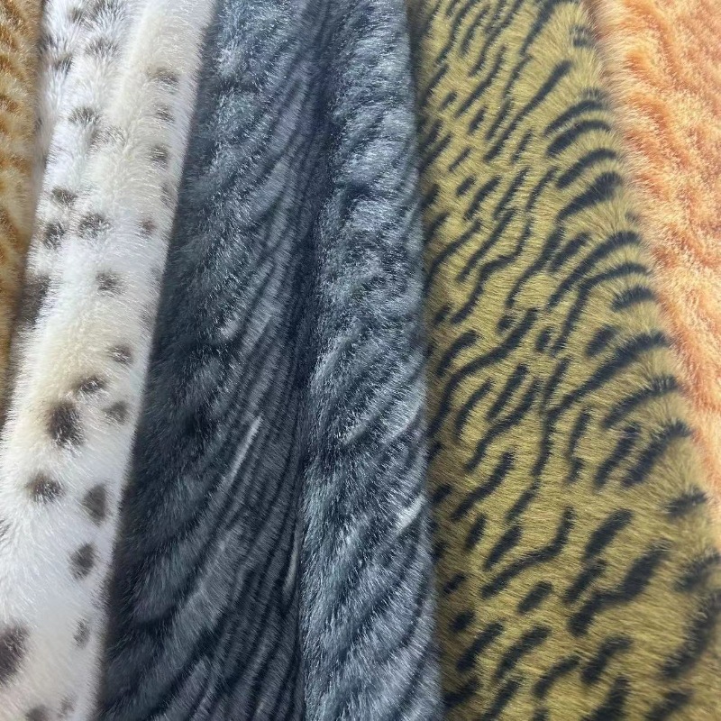 750g de pelo de conejo pequeño visón jacquard estampado de leopardo patrón de ciervo alto bajo abrigo abrigo bolsa tela de juguete en stock