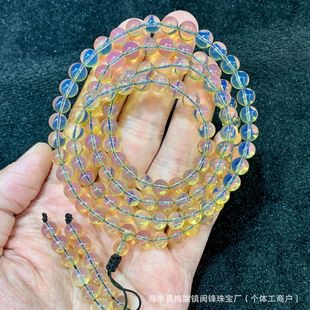 Natural Mexico Blue Po 3A108 Buddha Beads Myanmar Golden Orchid Amber Bracelet Multi-Circle Necklace Live Selling Direct Selling